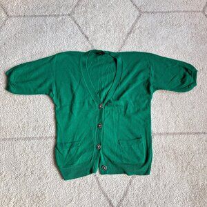 Talbots Petites Emerald Knit Cardigan Angora Cashmere Blend with Jeweled Buttons